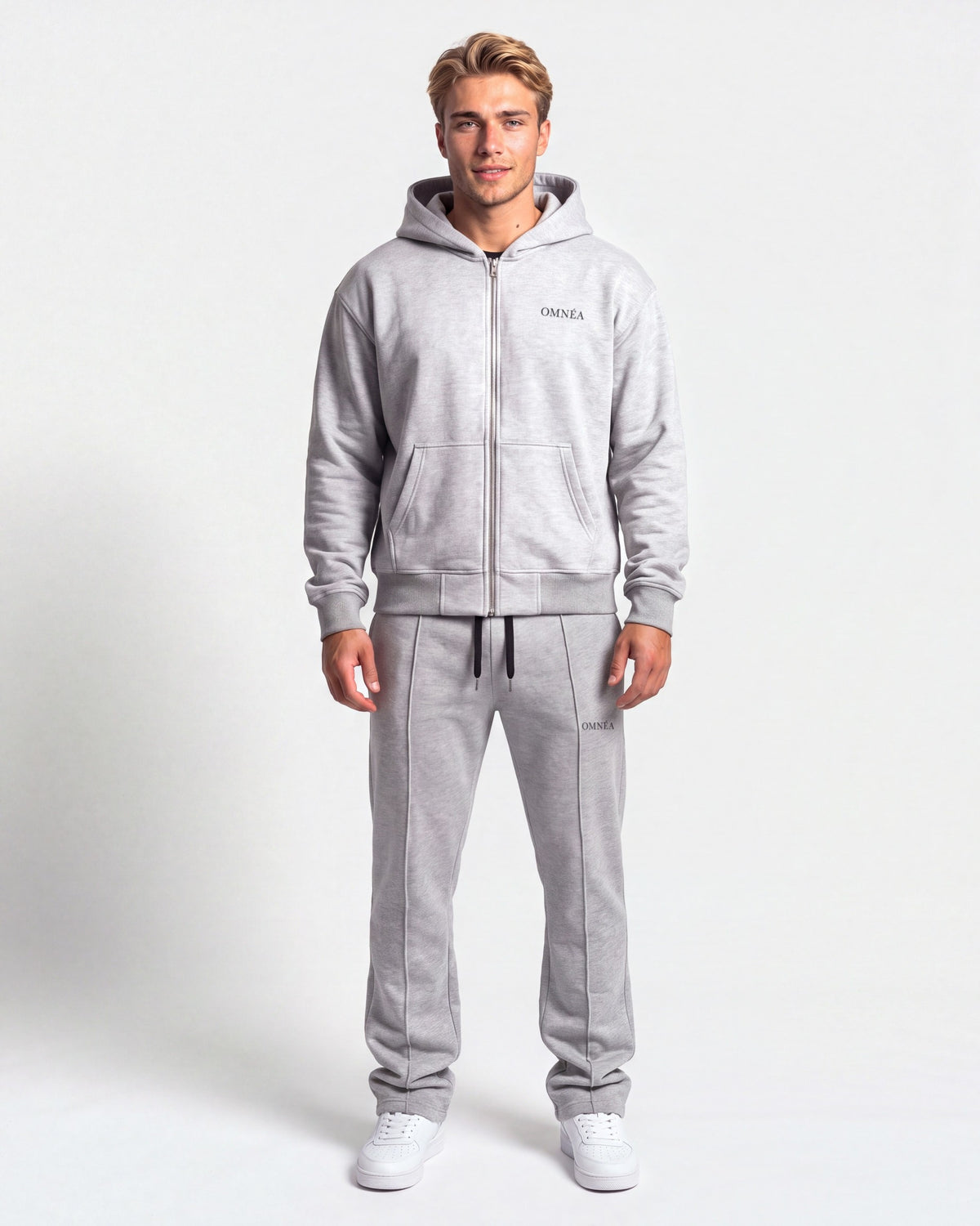 OMNÉA Everyday Zip Hoodie in OMNÉA Heather Grey – Vorderansicht