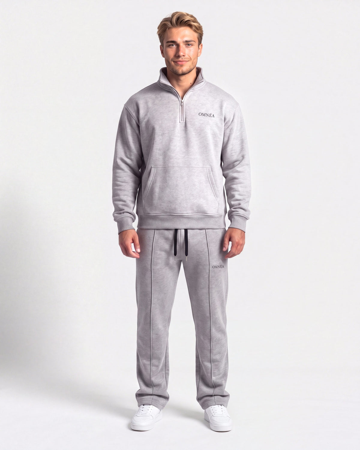 OMNÉA Everyday Half-Zip Sweat in OMNÉA Heather Grey – Vorderansicht