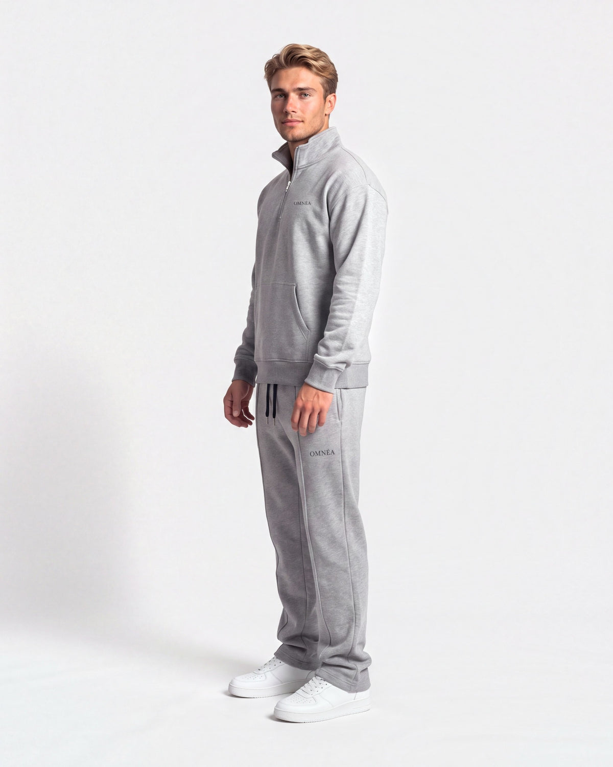 OMNÉA Everyday Half-Zip Sweat in OMNÉA Heather Grey – Seitenansicht