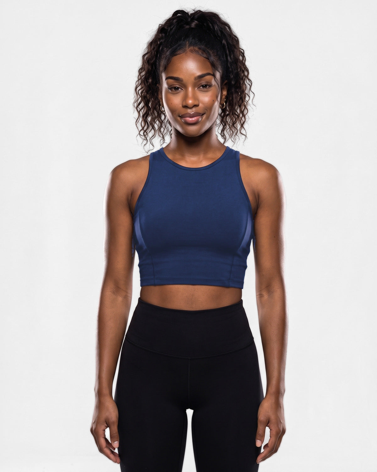 OMNÉA Racer Crop Top in OMNÉA Blue – Vorderansicht