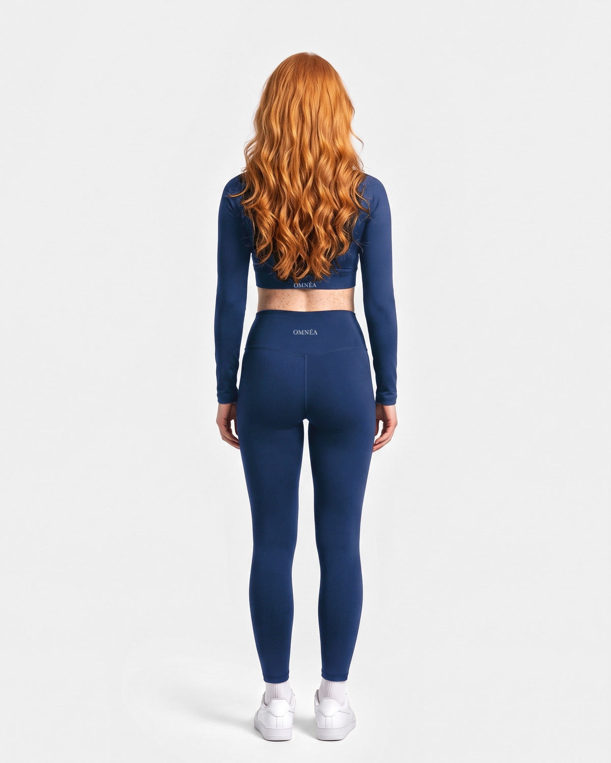 OMNÉA Ruched Sweetheart Long Sleeve in OMNÉA Blue – Rückansicht