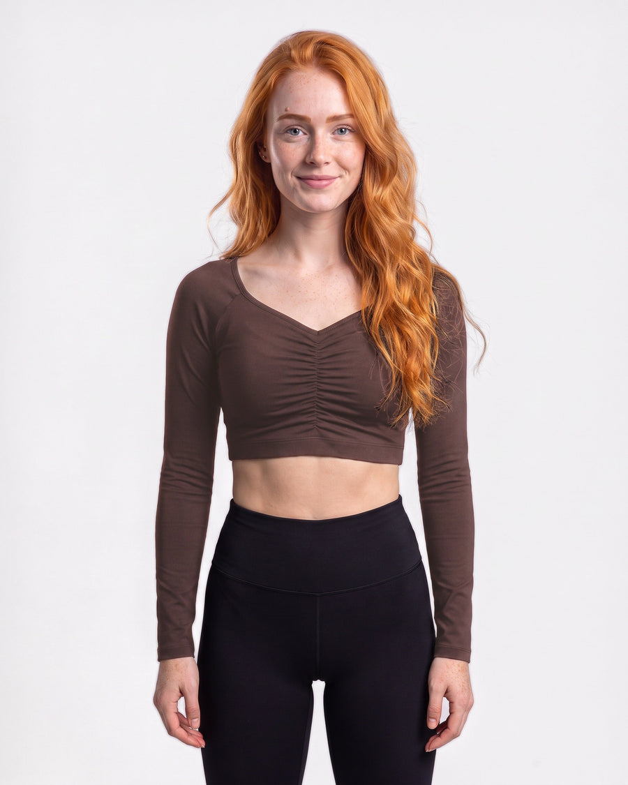 Ruched Sweetheart Long Sleeve