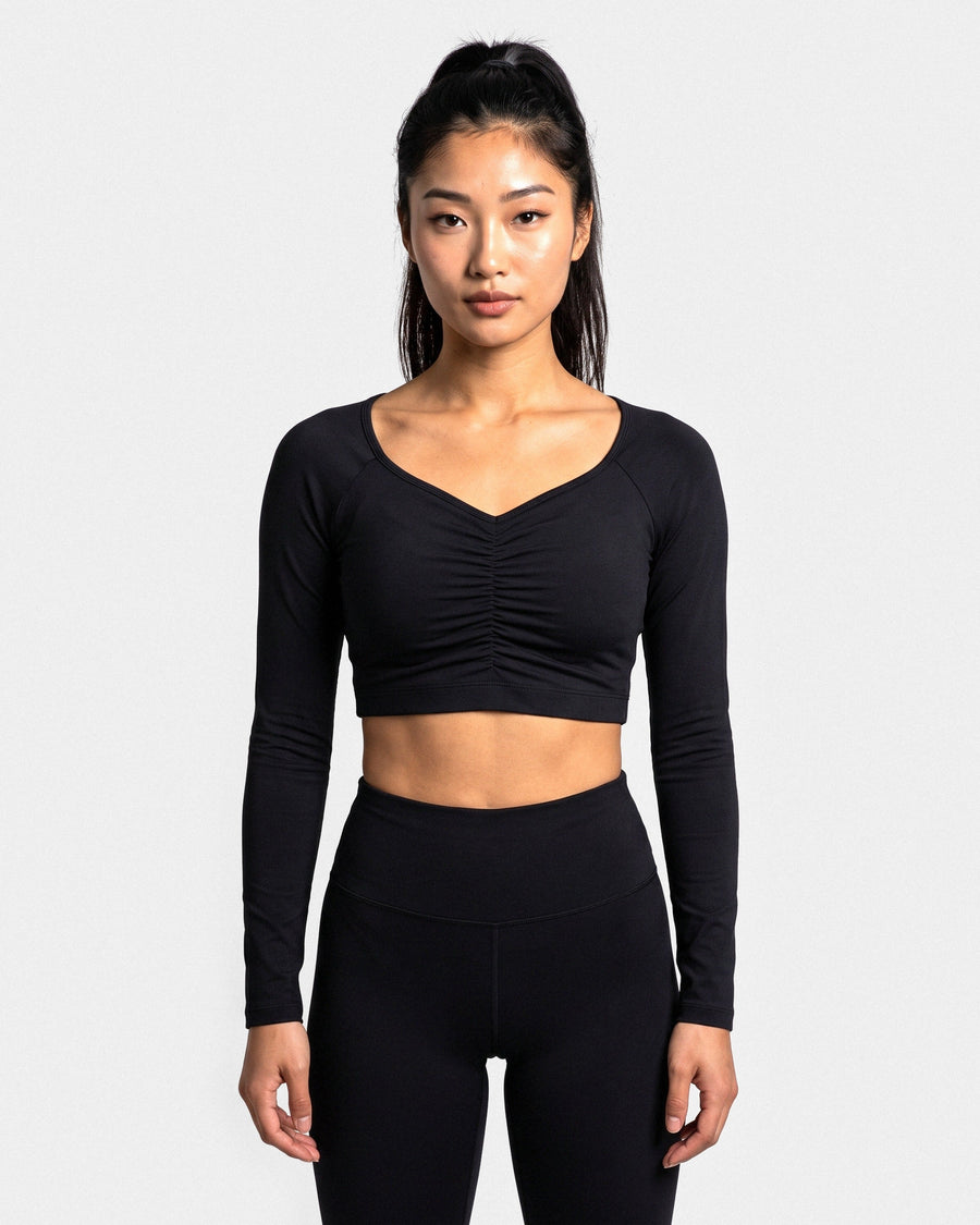 Ruched Sweetheart Long Sleeve