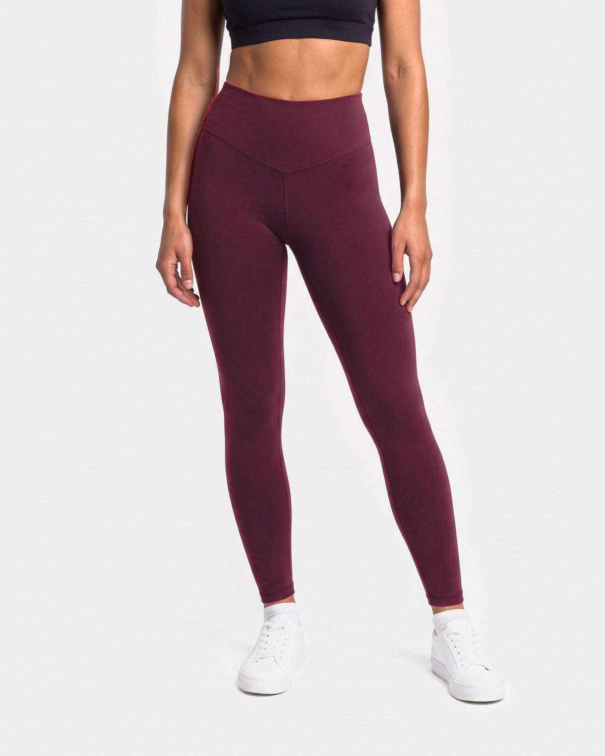 OMNÉA V-Shape High Waist Leggings in OMNÉA Burgundy – Vorderansicht