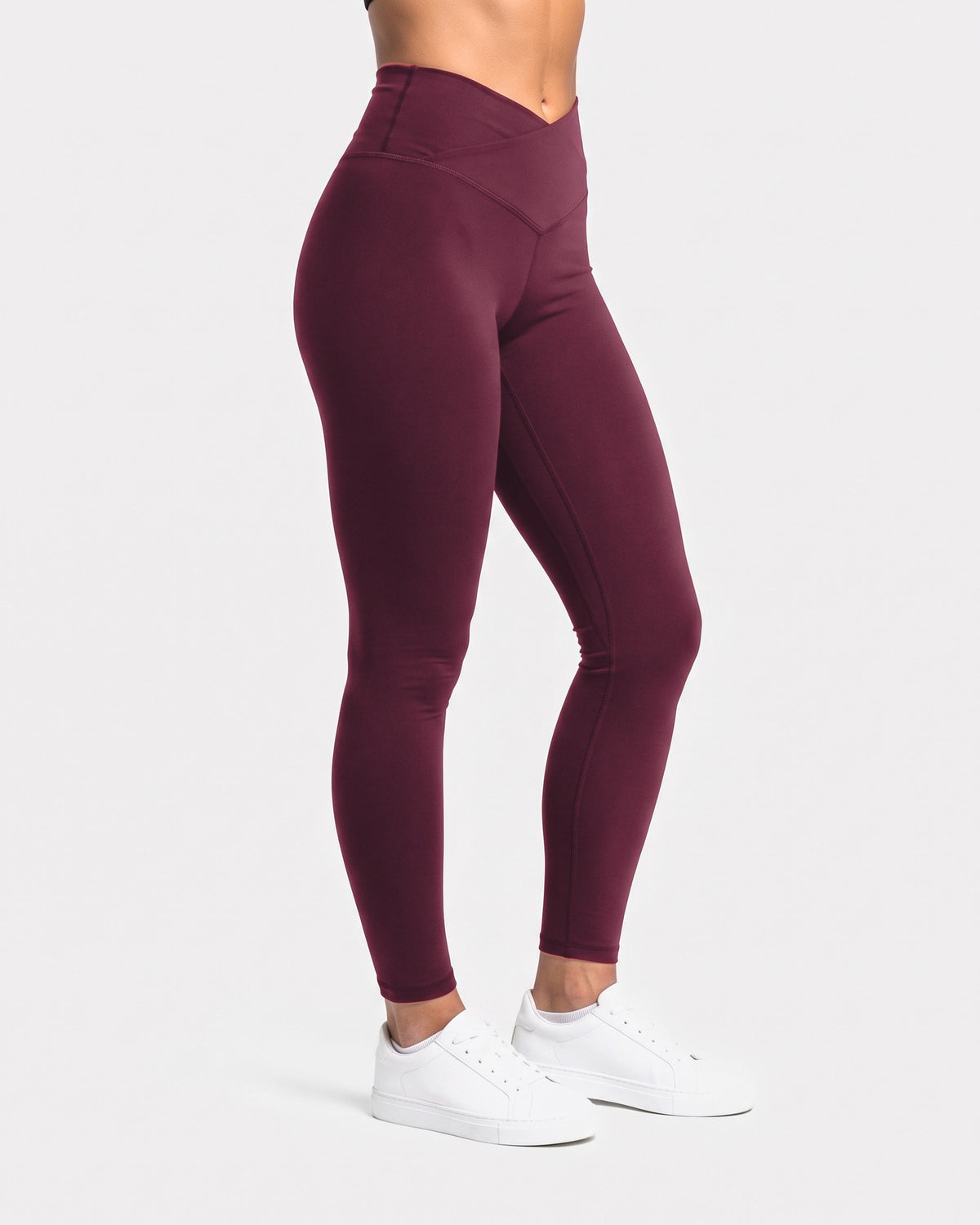 OMNÉA V-Shape High Waist Leggings in OMNÉA Burgundy – Seitenansicht